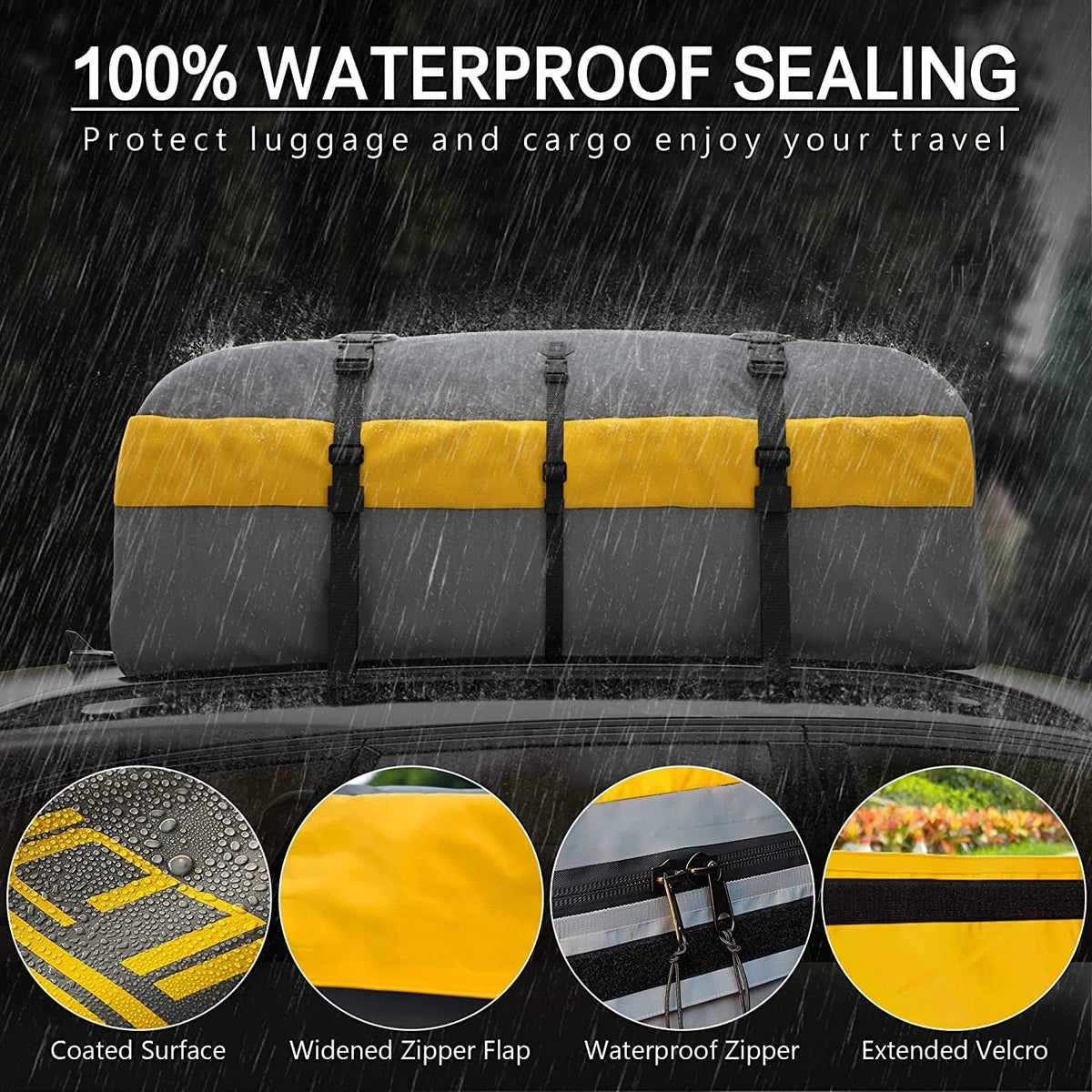 WILDROAD Car Roof Bag Rooftop Cargo Carrier, 21 Cubic Feet Waterproof Roof Luggage Cargo Carrier Bag with Anti-Slip Mat for All Cars Vehicles SUV with/Without Rack (21 Cubic Feet)
