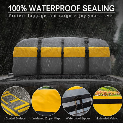WILDROAD Car Roof Bag Rooftop Cargo Carrier, 21 Cubic Feet Waterproof Roof Luggage Cargo Carrier Bag with Anti-Slip Mat for All Cars Vehicles SUV with/Without Rack (21 Cubic Feet)