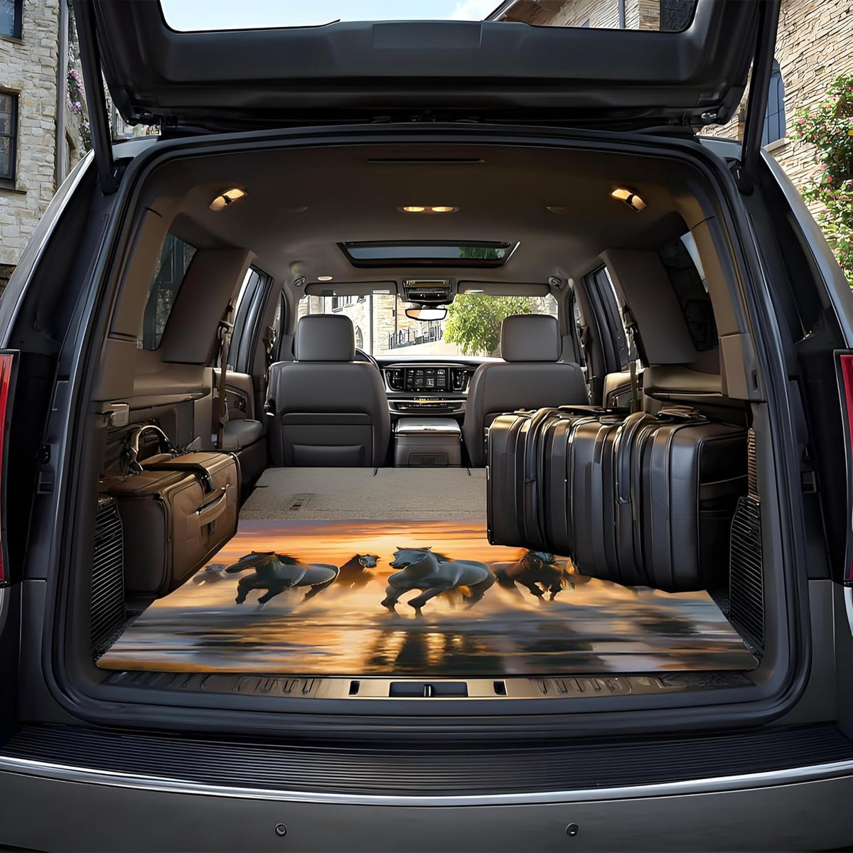 Universal Car Trunk Mat 29" x 39",Purple Colorful Flowers All Weather Trunk Protection Cargo Liner, Durable Cargo Mat Rear Trunk Liner,Stylish Vehicle Interior Accessories Suitable for Most Car Models