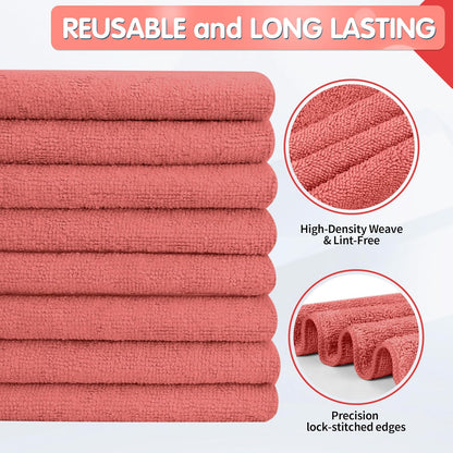 FIXSMITH Microfiber Cleaning Cloth - Pack of 50, Microfiber Towels for Cars 16 x 12 in, Highly Absorbent Cleaning Rags, Lint-Free, Streak-Free Cleaning Cloths for Car Kitchen Home Office