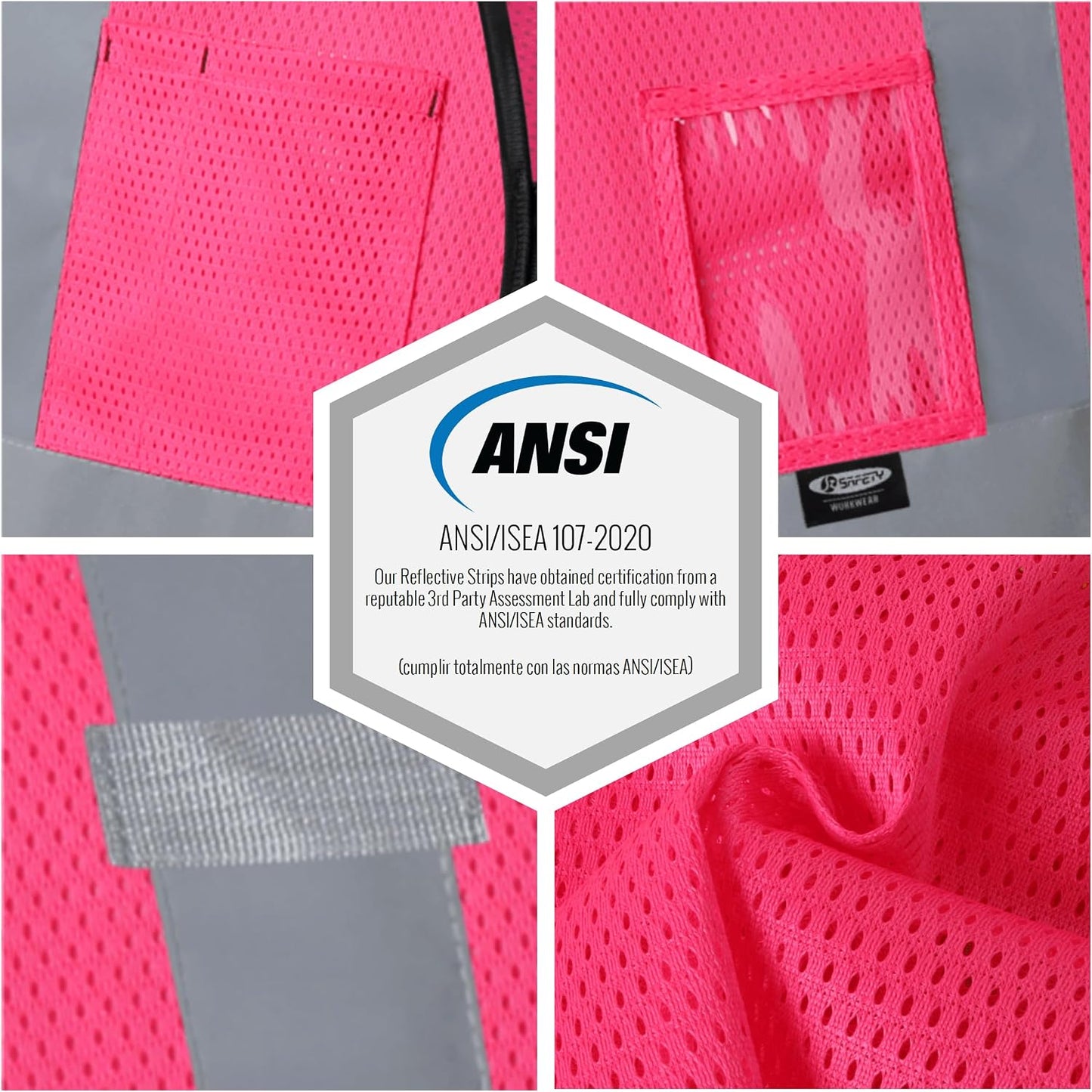 JKSafety Safety Vest for men women Hi Vis Vest with Pockets and Zipper High Visibility Meet ANSI Standard（BX310