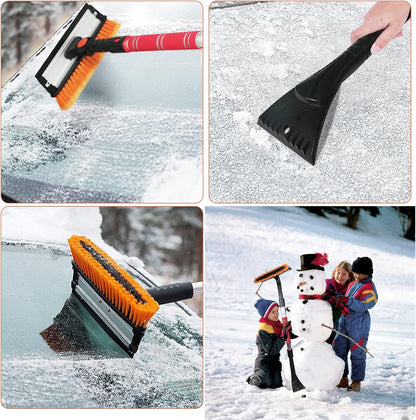 62.4" Snow Brush - Ice Scrapers for Car Windshield, 360°Pivoting Brush Head, Comfortable Foam Grip, Extendable Snow Removal Car Brush for Trucks SUVs, Essential Winter Tool