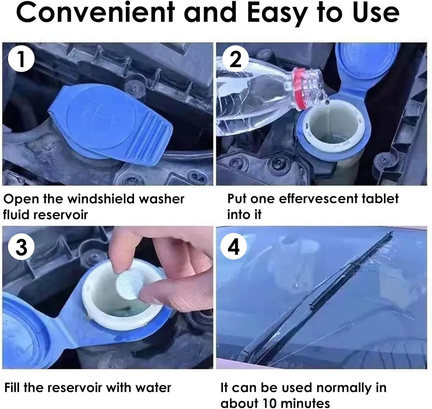 200 PCS-Car Windshield Washer Tablets, Glass Cleaner, Concentrated Effervescent Tablets, Solid Windshield Effervescent Wiper Tablet for Car Window Glass Cleaning (M)