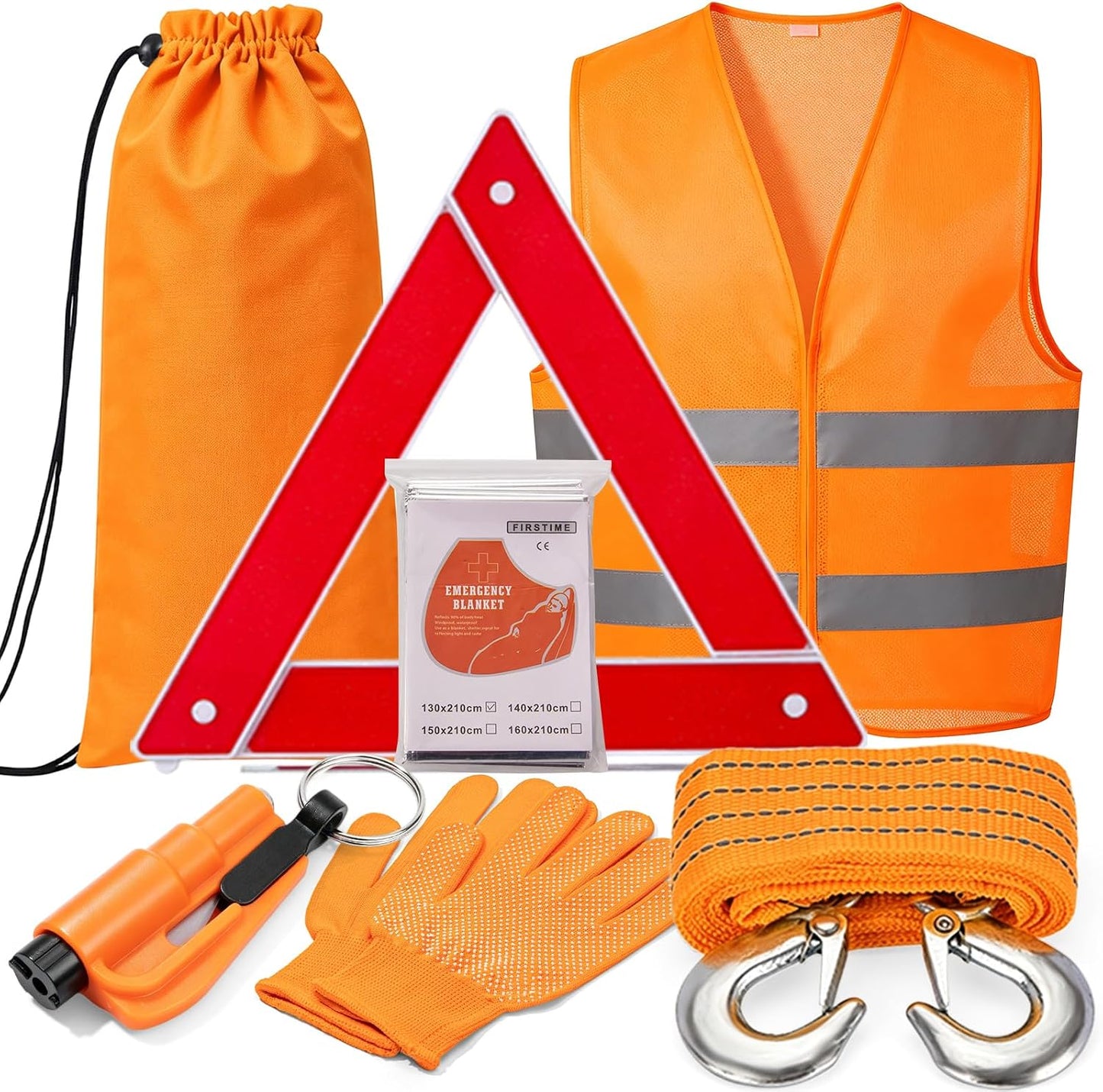 Car Roadside Emergency Kit Automotive Car Safety Kits for Vehicles Woman Man Teen Black