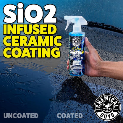 Chemical Guys Hydro Charge Ceramic Spray Coating 16 Fl Oz, with Monster Extreme Microfiber Towels (3 Pack) High Gloss Paint Protection Spray with Thick Plush Towels for Car Wash Drying and Detailing