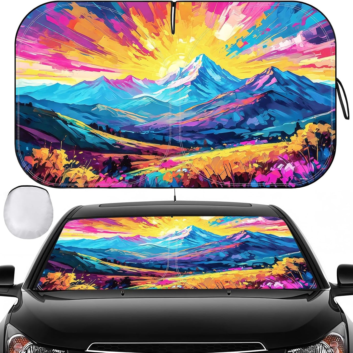 Car Windshield Sun Shade, Foldable Front Window Sunshade Blocks UV Rays, Keep Car Interior Cool, Universal Fit for Hatchback, Truck, SUV, MPV