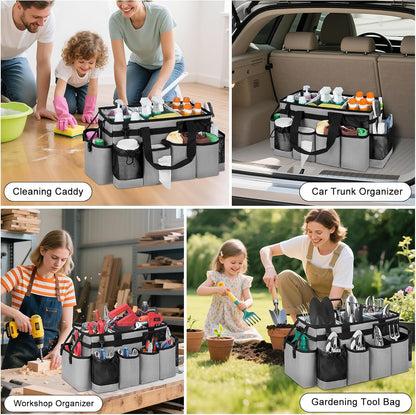 Cleaning Caddy Bag, Cleaning Supplies Organizer for Housekeepers, Housekeeping Caddy with Handle and Detachable Padded Cushion, Black