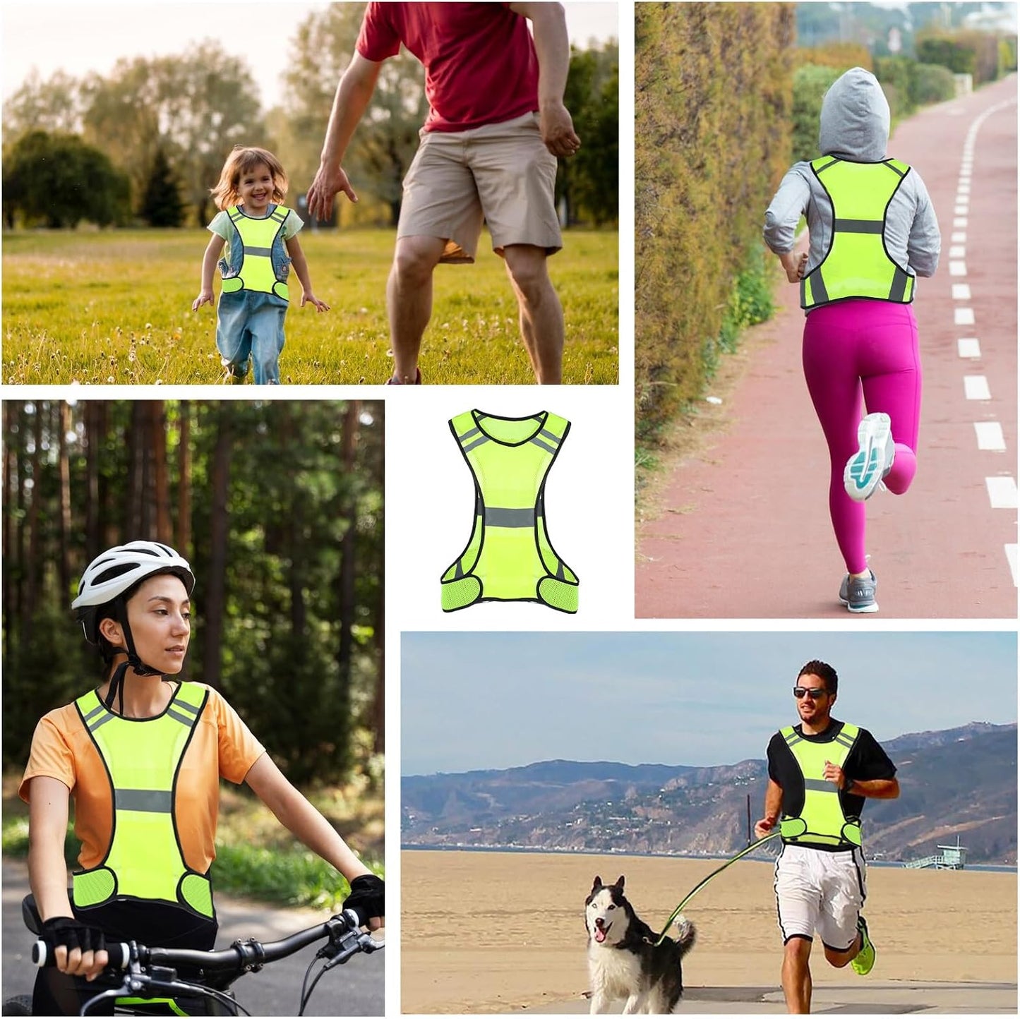 Ptwola Reflective Running Vest High Visibility Running Gear with Large Pocket Night Lightweight Reflective Safety Vest