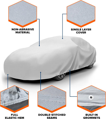Budge Lite Car Cover, Indoor Protection, Breathable Dustproof Cover, Fits Mid-Size Sedans up to 200 Inches, Gray, Size 3