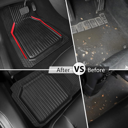CAR PASS Heavy Duty Rubber Floor Mats for Car, Waterproof Liner Deep Dish Car Mats Full Sets, Universal Trim to Fit for SUV Truck Sedans Vans, All Weather Automotive Floor Mats 3pcs, Solid Black