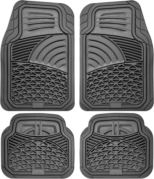 Floor Mats for Cars Trucks SUVs (4 Piece Set) All Weather Heavy Duty Rubber Car Accessories Best for Auto Truck SUV Van Waterproof Interior Automobiles Liners Covers - Gray Semi Custom Tactical Mat