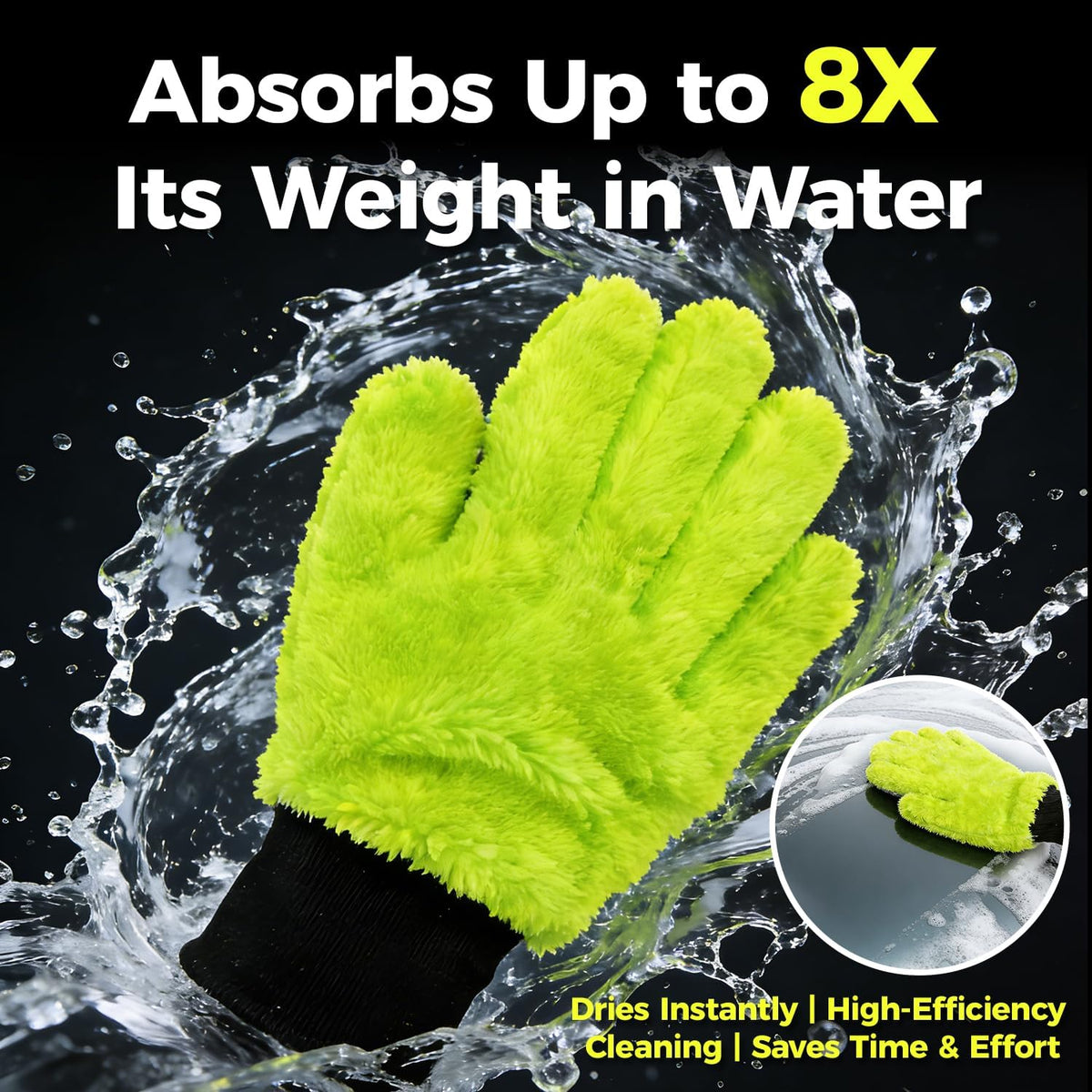 XINDELL 2 Pack Car Wash Glove - Ultra-Soft Plush Fluffy Bear Paw Foam Wash, Scratch-Free Five-Finger Brush, Thickened Car Cleaning Mitt