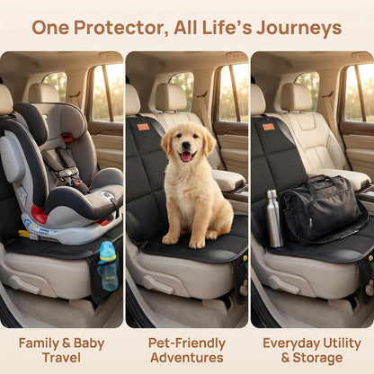 SMART ELF Car Seat Protector, 2Pack Seat Protector Protect Child Seats with Thickest Padding and Non-Slip Backing Mesh Pockets for Baby and Pet,Sedan SUV Truck (Black)