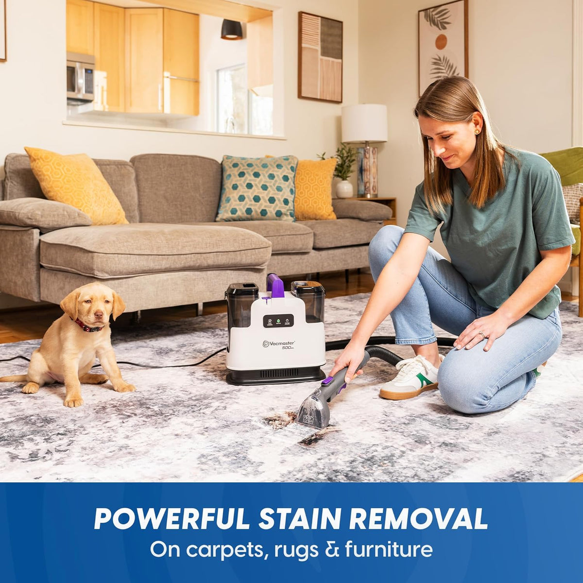 Vacmaster SCB301 400 Series Portable Carpet & Upholstery Spot Cleaner Machine, 15Kpa Power Suction with Versatile Tools for Pets, Area Rugs and Couches