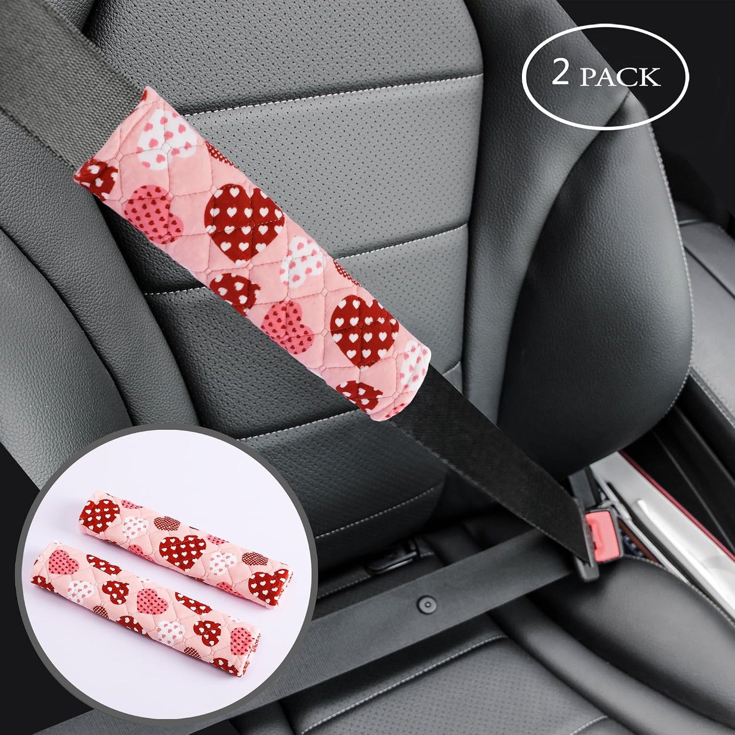 Amooca Soft Auto Seat Belt Cover Seatbelt Shoulder Pad 2 PCS for a More Comfortable Driving Compatible with All Cars and Backpack Black