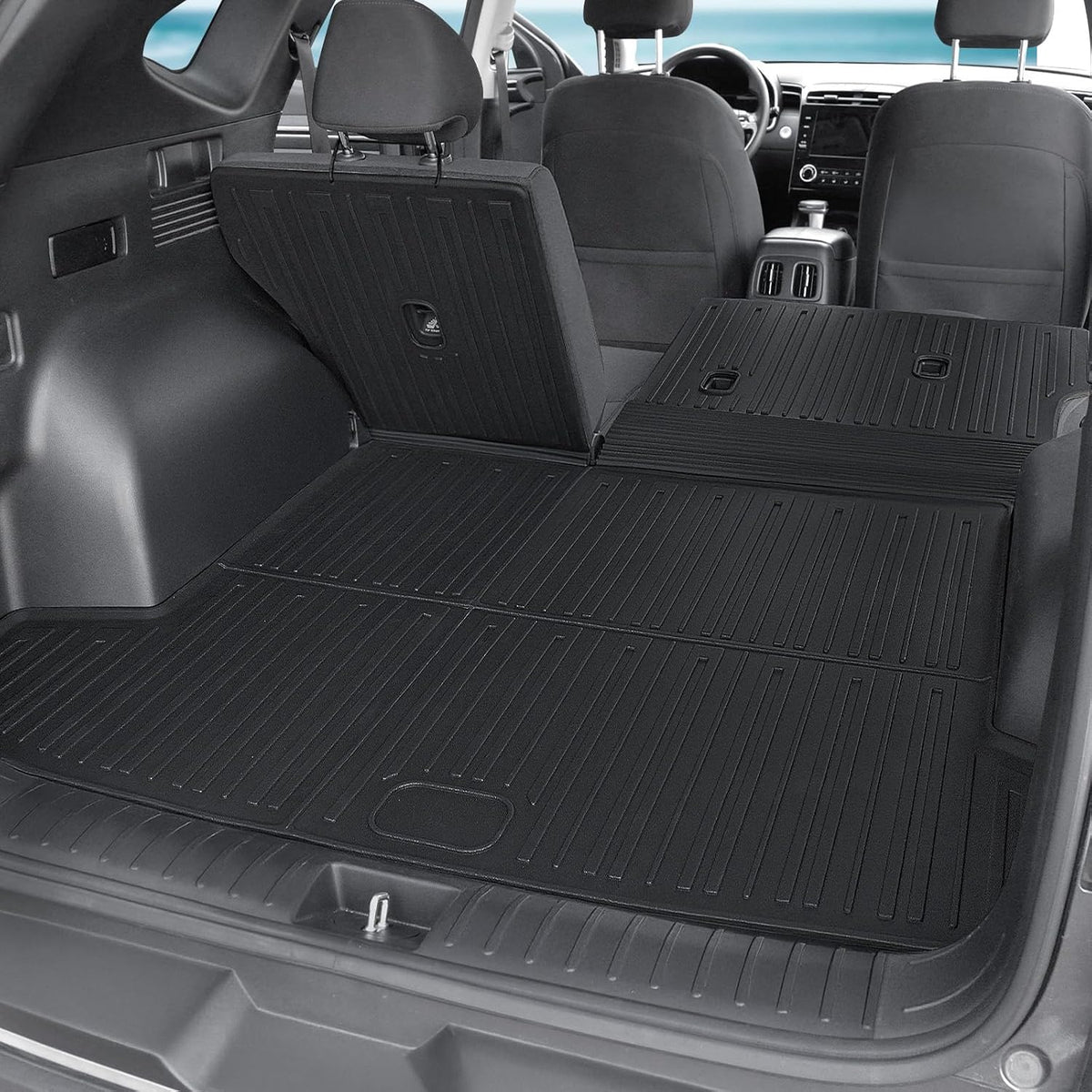Floor Mats for Hyundai Elantra Gas 2021-2026, All Weather Floor Mats Trunk Cargo Liner and Door Sill Guards Accessories, Full Coverage Set (Not fit Hybrid Models)