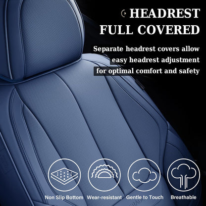Coverado Seat Covers Full Set, Black Seat Covers for Cars 5 Seats, Car Seat Protector, Waterproof Nappa Leather Car Seat Cushion, Front and Rear Car Seat Cover Fit for Most Sedans SUV Pick-up Truck - Colors B