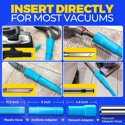 Holikme Dryer Vent Cleaner Kit Dryer Lint Vacuum Attachment Brush, Lint Remover, Dryer Vent Vacuum Hose Replacement Parts,Duct Cleaning,Blue