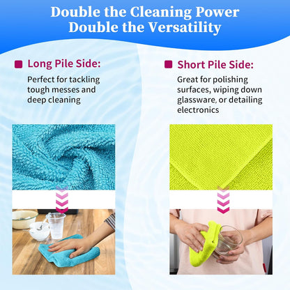 FIXSMITH Microfiber Cleaning Cloth - Pack of 50, Microfiber Towels for Cars 16 x 12 in, Highly Absorbent Cleaning Rags, Lint-Free, Streak-Free Cleaning Cloths for Car Kitchen Home Office