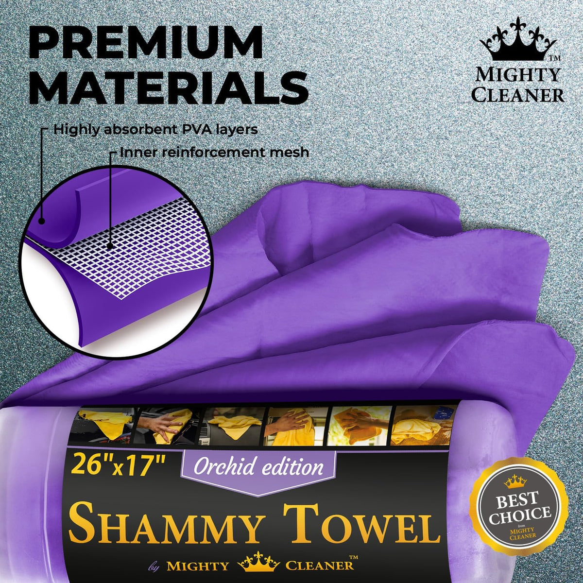 Premium 2pk +1 Free Shammy Cloth for Car Drying - 26"x17" - Super Absorbent Chamois Towel - Scratch-Free, Reusable & Soft Wash Cloth - Car Drying Towels