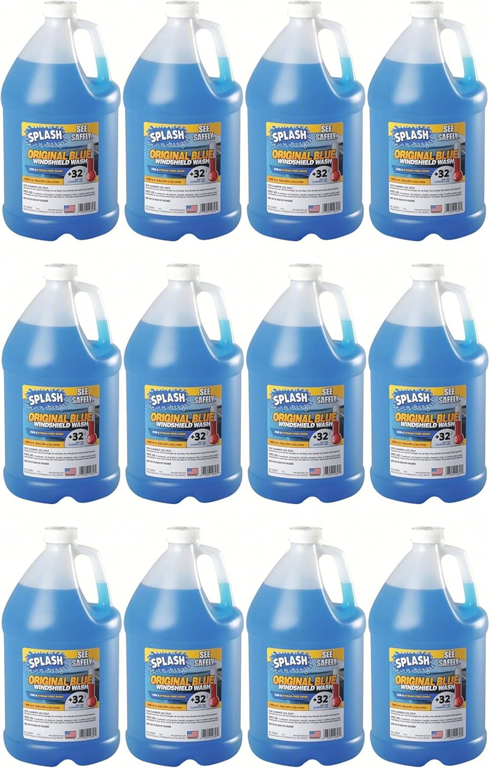 12 Pack Splash Original Blue Windshield Washer Fluid +32 Degree 1 Gallon