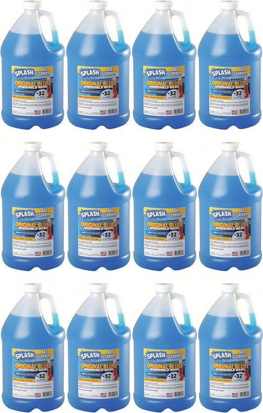 12 Pack Splash Original Blue Windshield Washer Fluid +32 Degree 1 Gallon