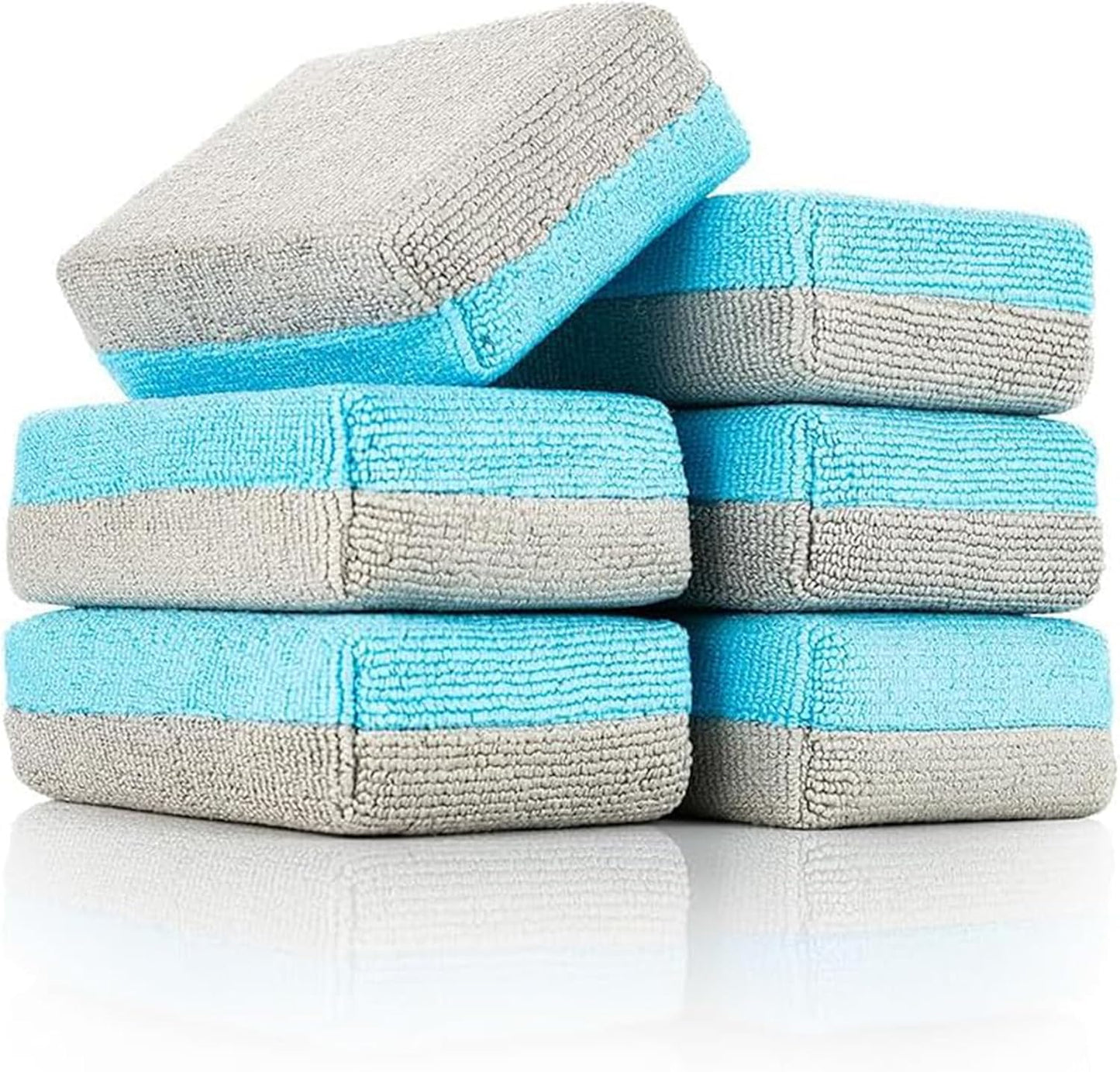 The Rag Company - Ultra No Soak Coating Applicator - Ultra Blue and Ice Grey - 6 Pack - 3 Inch by 5 Inch Applicator Sponge