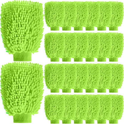 24 Pack Car Wash Mitt Bulk Microfiber, 10'' x 8'' Chenille Car Wash Mitt Gloves, Scratch Free Double Sided No Lint No Marks for Truck SUV and All Vehicle Surfaces (Blue)