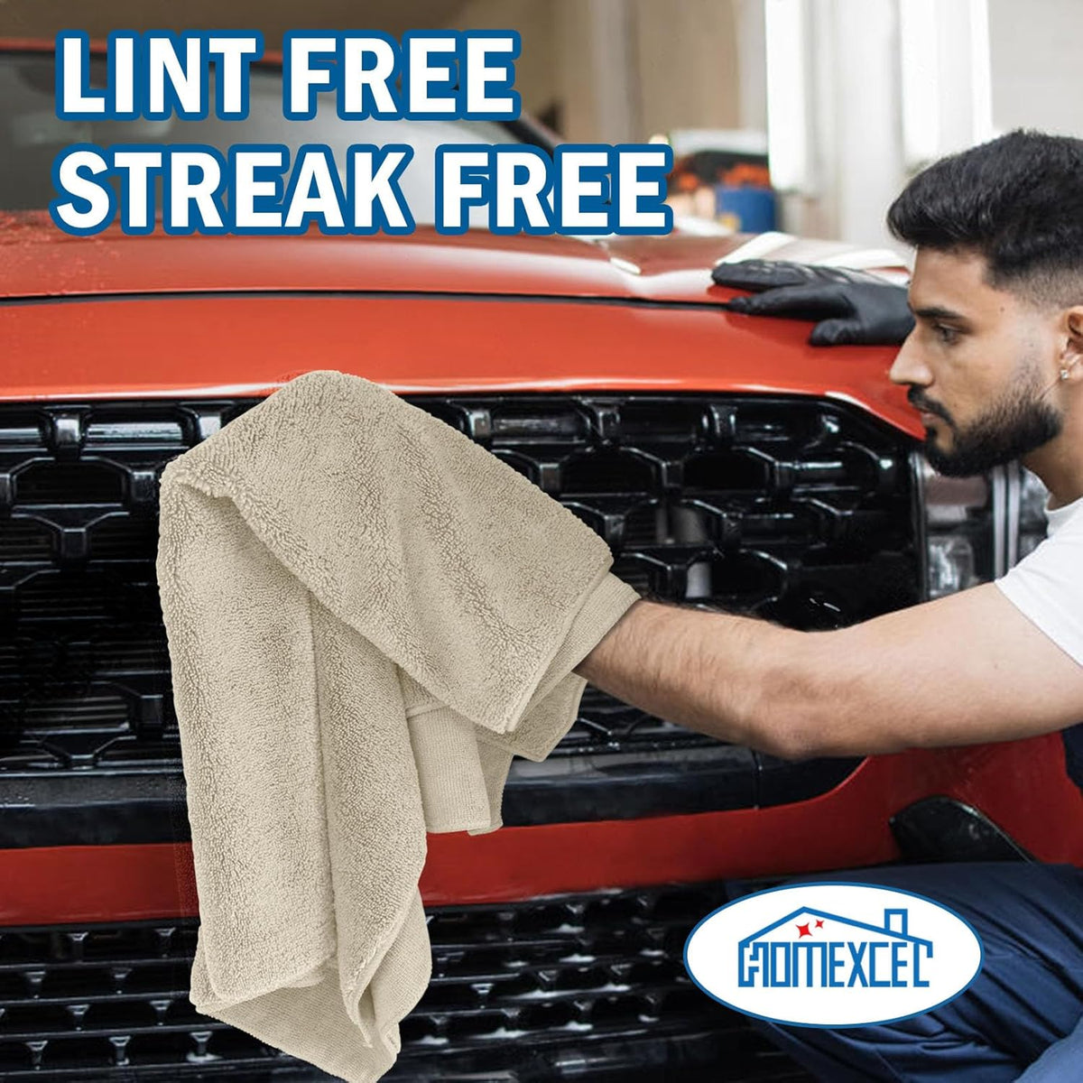 HOMEXCEL Professional Large Microfiber Car Drying Towels 2 Pack, Lint Free, Scratch Free, Highly Absorbent Drying Towel for Cars, SUVs, RVs, Trucks, and Boats,31" x 24",Grey