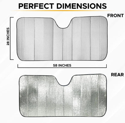 EcoNour Accordion Car Windshield Sun Shade | Car Sun Visor to Protect Harmful UV Rays | Foldable Automotive Windshield Sunshades | Window Sun Blocker to Keep Your Vehicle Cool & Comfort - 58" x 28"