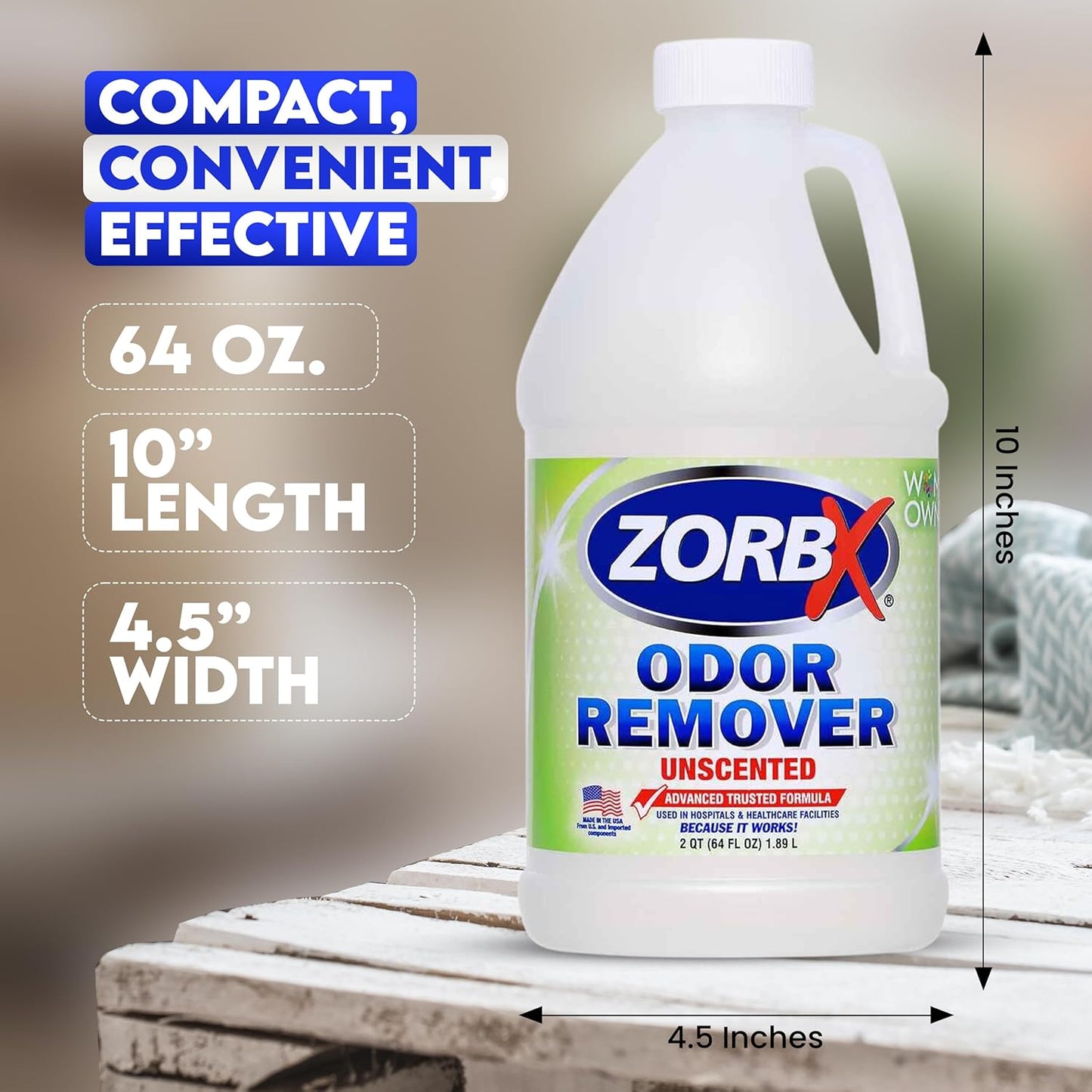 ZORBX Unscented Odor Eliminator for Strong Odor 16 Fl Oz - Used in Hospitals & Healthcare Facilities - Advanced Trusted Formula, Fast-Acting Odor Remover Spray for Dog, Cat, House & Carpet