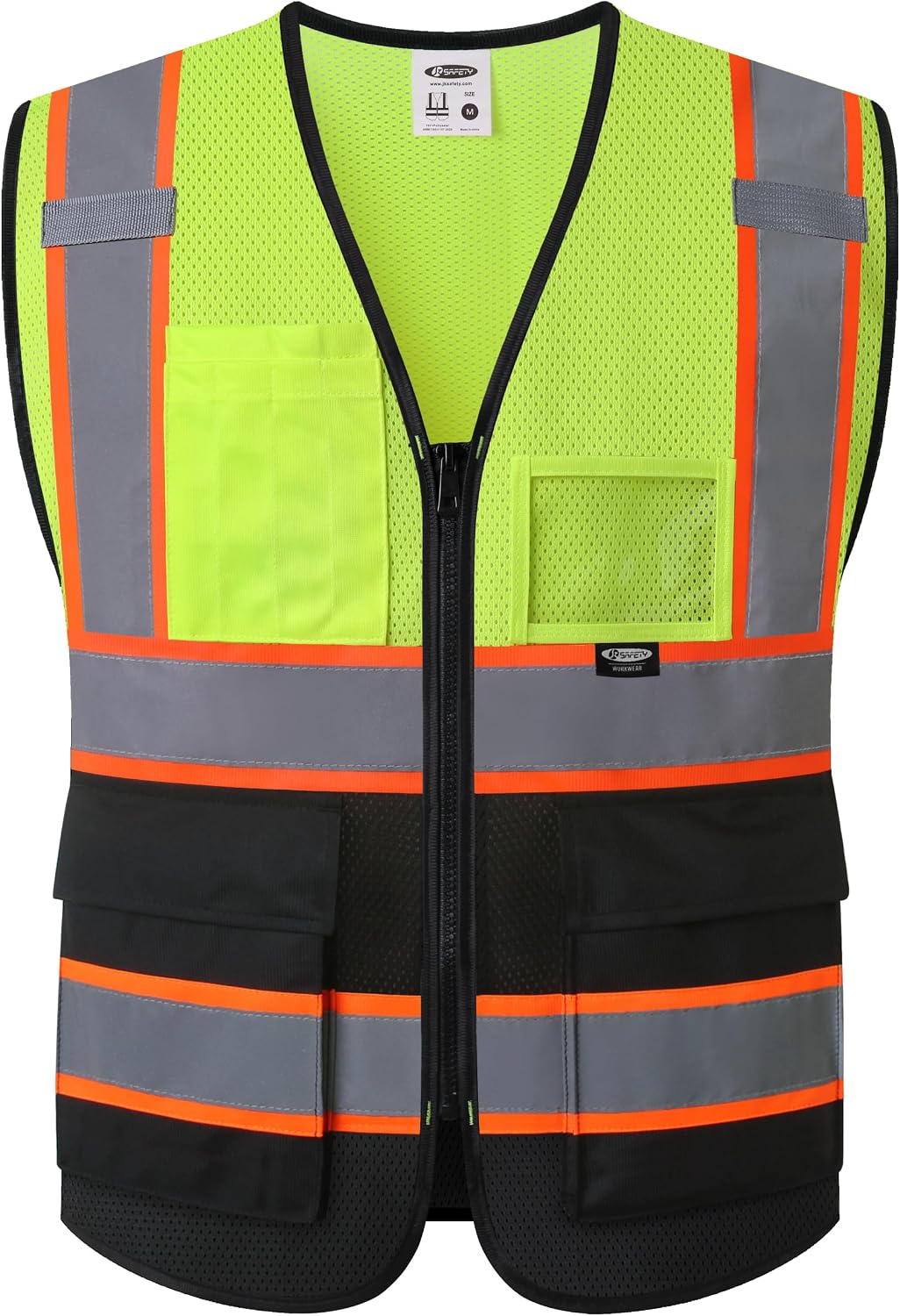 JKSafety Safety Vest for men women Hi Vis Reflective Vest with Pockets and Zipper High Visibility Meet ANSI Standard（BX320