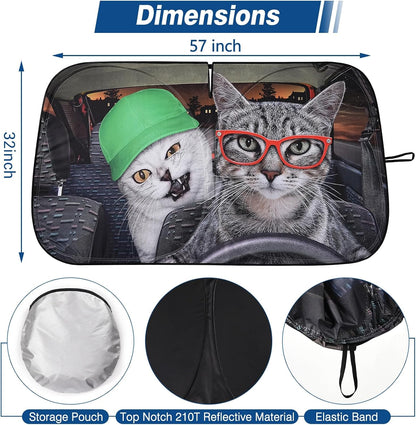 Windshield Sun Shade - Car Sun Shade Windshield, Reflector Sunshade Offers Ultimate Protection for Car Interior, Foldable Front Window Fit for Hatchback, Truck, SUV, MPV