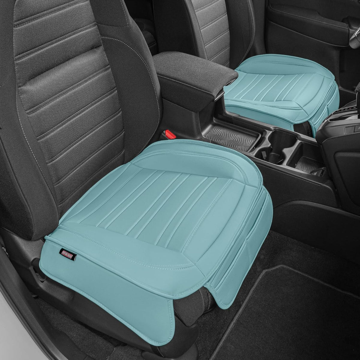 Motor Trend Seat Covers for Cars Trucks SUV, Faux Leather 2-Pack Black Padded with Storage Pockets, Premium Interior Car Seat Cover