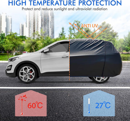 6 Layers Car Cover Waterproof All Weather Car Cover Waterproof All Weather, Outdoor Full Exterior Cover Rain Sun UV Snowproof Protection with Zipper Cotton for SUV (185-190inch)