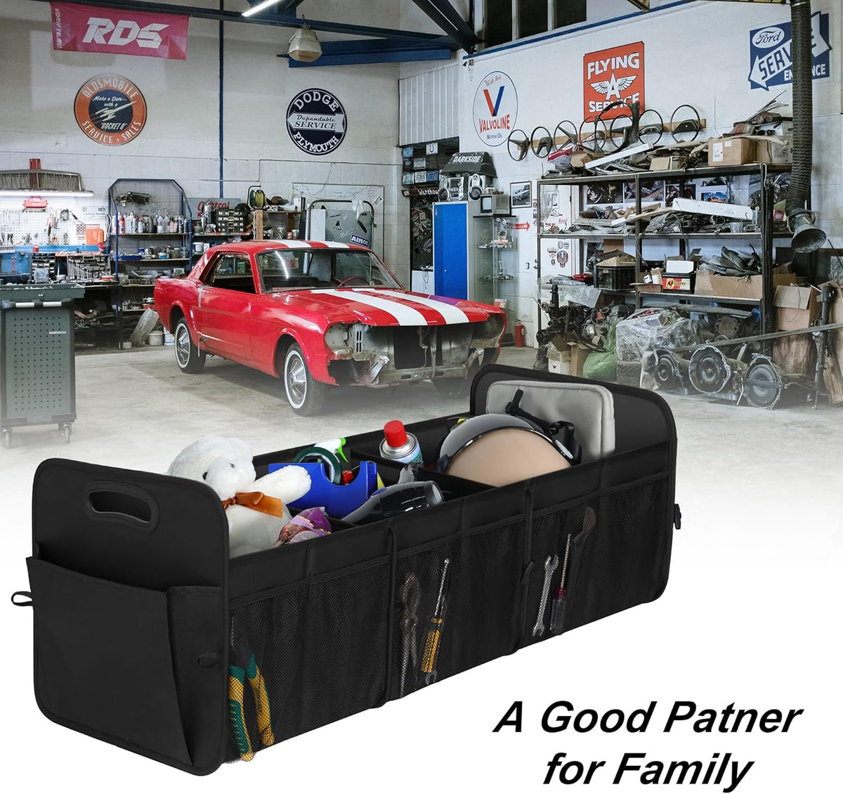 Femuar Car Trunk Organizer with Large Capacity Waterproof Car Accessories for Women & Men, Collapsible Trunk Organizer for Suv/Jeep/Sedan,Tools (Black, Standard)
