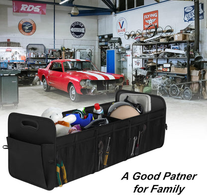 Femuar Car Trunk Organizer with Large Capacity Waterproof Car Accessories for Women & Men, Collapsible Trunk Organizer for Suv/Jeep/Sedan,Tools (Black, Standard)