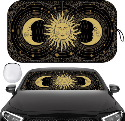 Iridescent Sun Shade for Car Windshield, Foldable Universal Car Windshield Upgrade Sunshade Enhanced UV Rays Reflective Sun Visor Shade Keeps Vehicle Cool