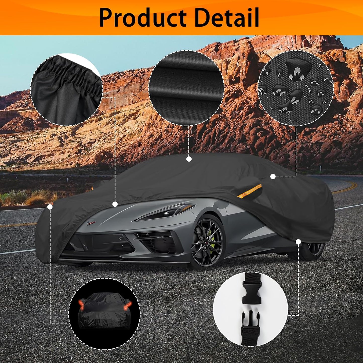 Full Car Covers for Sedan, Car Cover Waterproof All Weather Windproof Dustproof UV Protection Scratch Resistant Indoor Outdoor Univers