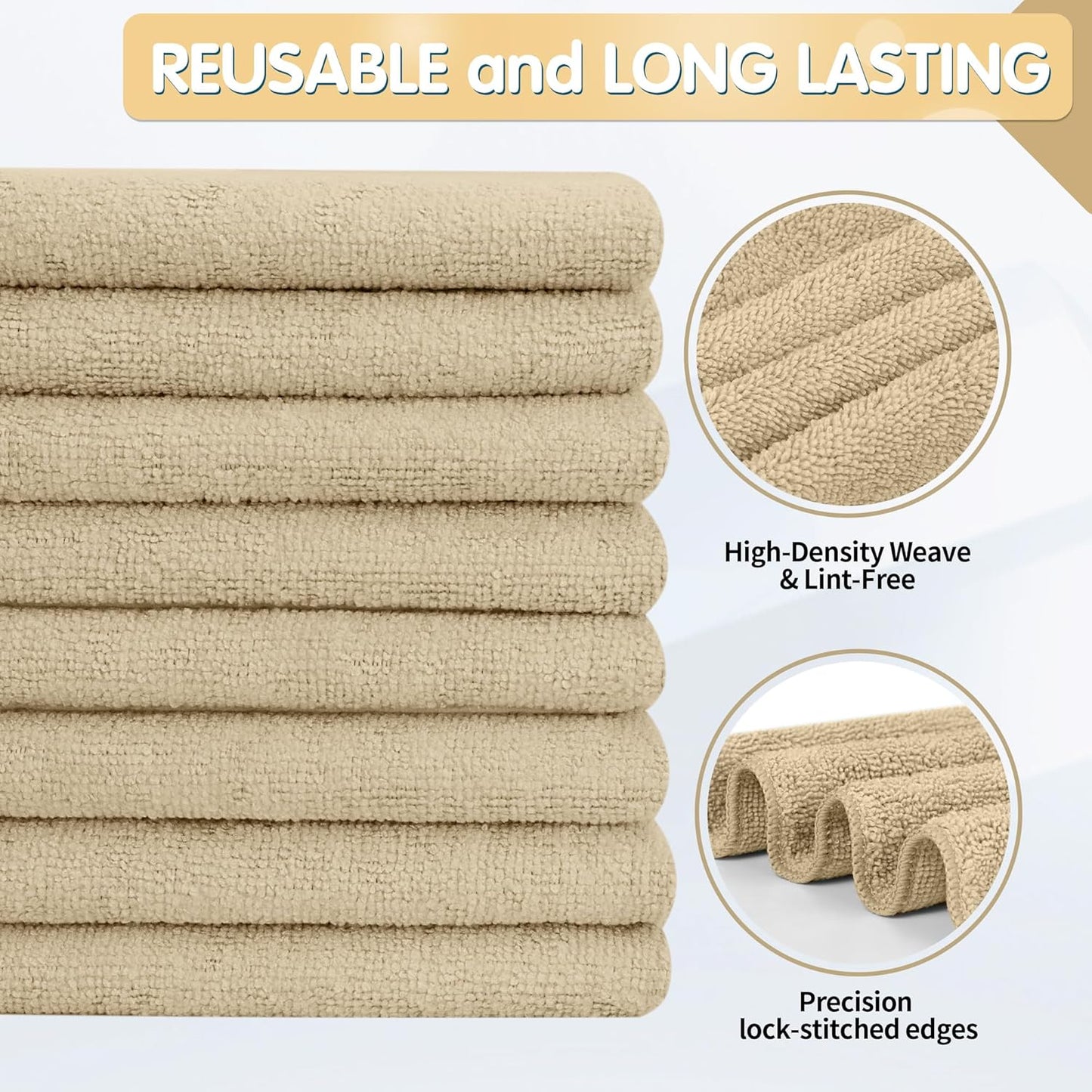 FIXSMITH Microfiber Cleaning Cloth - Pack of 50, Microfiber Towels for Cars 16 x 12 in, Highly Absorbent Cleaning Rags, Lint-Free, Streak-Free Cleaning Cloths for Car Kitchen Home Office