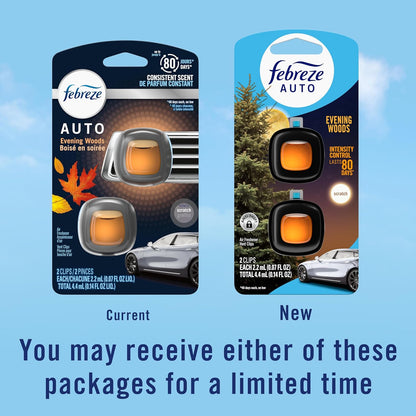 Febreze AUTO Air Freshener, Odor-Fighting Automotive Vent Clip, Midnight Storm Scent, 8 Count