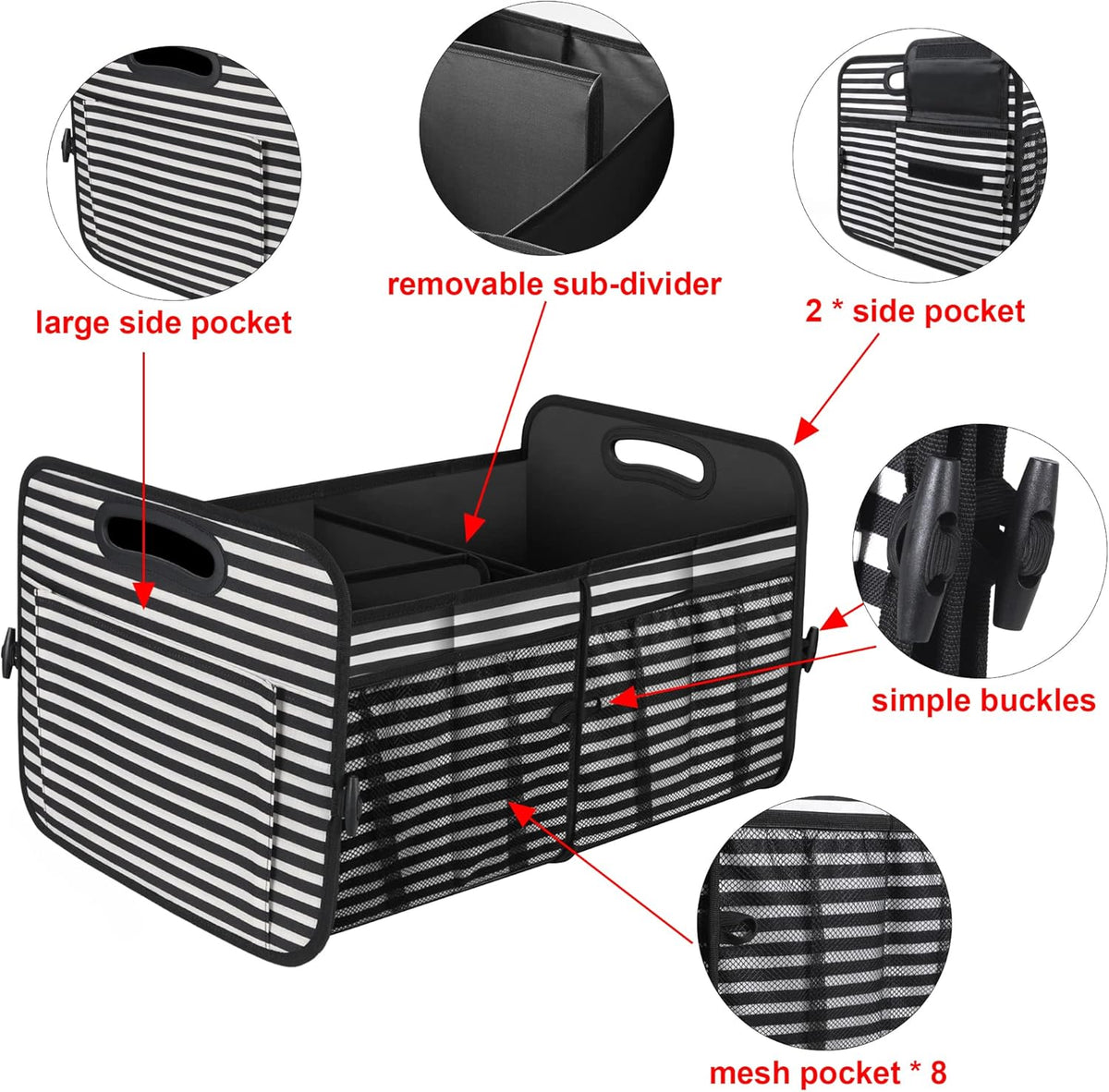 Femuar Car Trunk Organizer with Large Capacity Waterproof Car Accessories for Women & Men, Collapsible Trunk Organizer for Suv/Jeep/Sedan,Tools (Black, Standard)