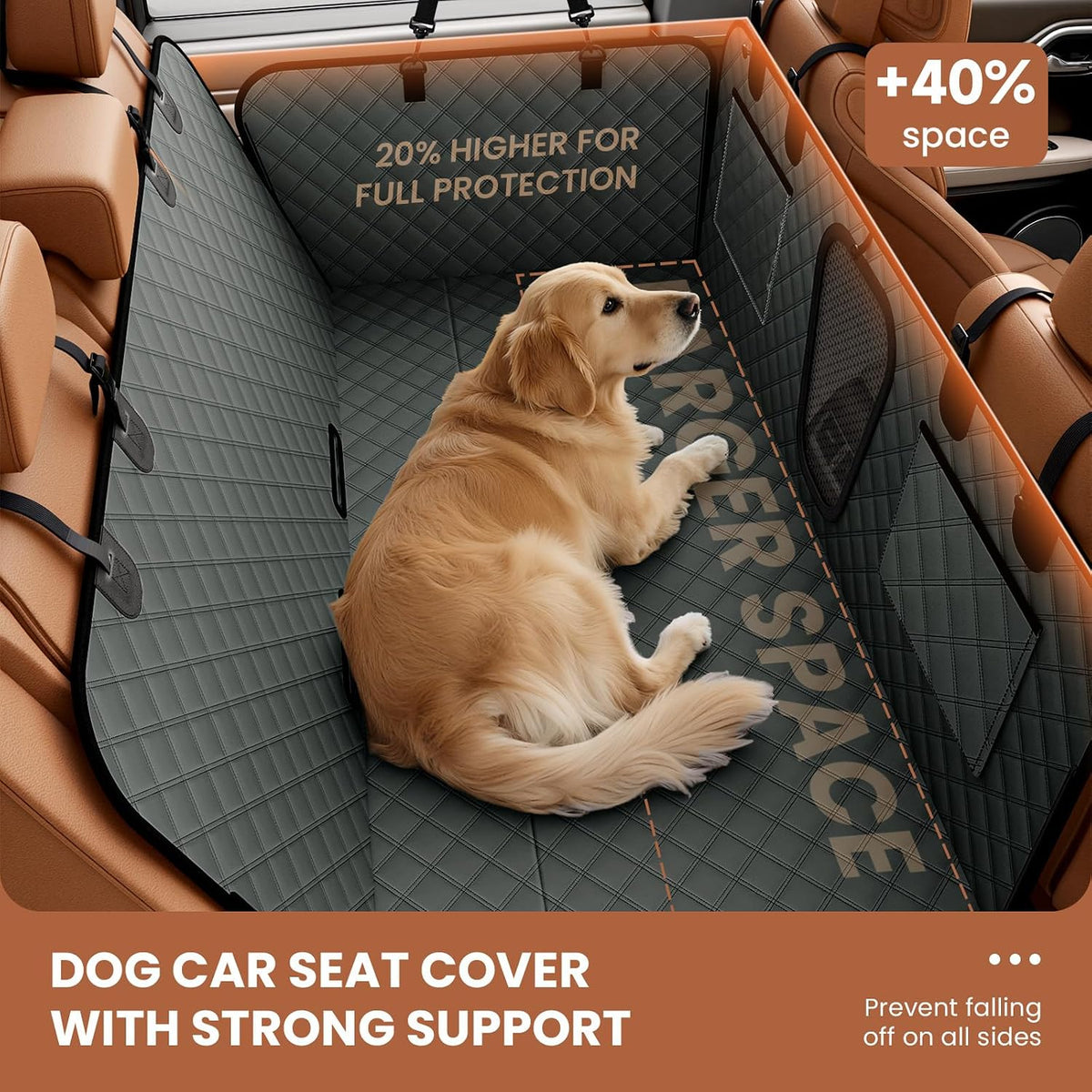 A-Pce 600D Heavy Duty Dog Car Seat Cover for Back Seat, 2026 Upgraded | Hard Bottom Back Seat Extender for Pets- Holds 600lbs, Waterproof Scratch Proof Nonslip Dog Hammock for Cars Trucks and SUVs