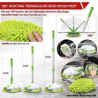 56Pcs Car Wash Cleaning Kit with Foam Gun, Car Wash Brush with Long Handle, Car Detailing Kit, Car Wheel Brush for Car Cleaning Supplies, Adjustable Hose Wash Sprayer-Quick Connector to Any Hose