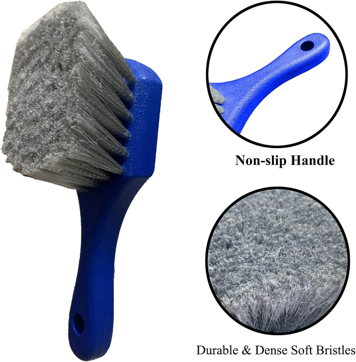 Wheel & Tire Brush for Car Rim, Soft Bristle Car Wash Brush, Cleans Tires & Releases Dirt and Road Grime, Short Handle for Easy Scrubbing Black
