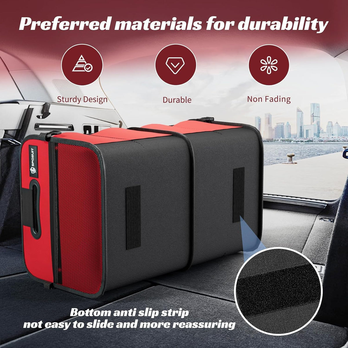 Sposuit Trunk Organizer for Car - 70L Collapsible Car Storage with 11 Pockets & Reinforced Handles, SUV Trunk Organizers for Grocery Cargo(Black)