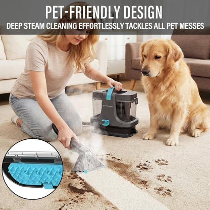 Starrybot Portable Carpet Cleaner Machine with Steam and Heating Techology,18Kpa Powerful Suction with Versatile Tools for Pets, Couch,Spot Cleaner for Stairs/Furniture/Rug(Gray)(AC0205)