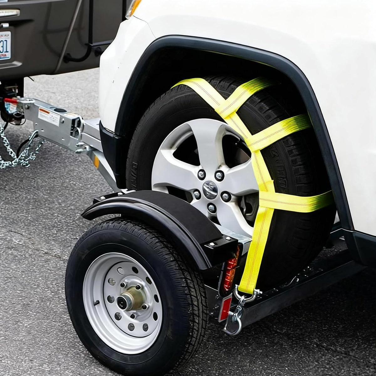 Tow Dolly Basket Straps with Flat Hook-2 Pack,Car Wheel Strap Tire Bonnet Net Fits 14"-19" Tires Auto Universal Vehicle Car Dolly Ropes Accessories