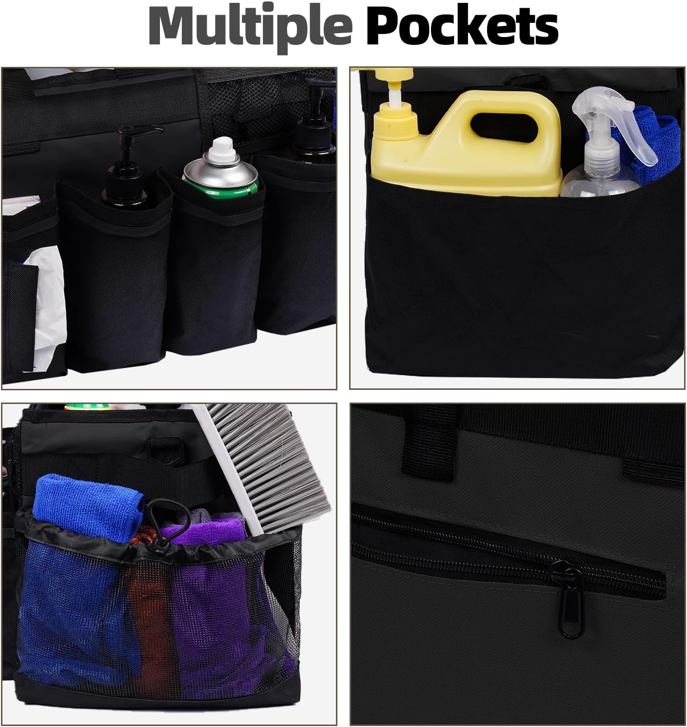 Large Cleaning Supplies Bags for Housekeepers, Professional Wearable Cleaning Supply Caddy for House Cleaners Detail Car Cleaning Supplies Organizer Tote with Handle, Grey