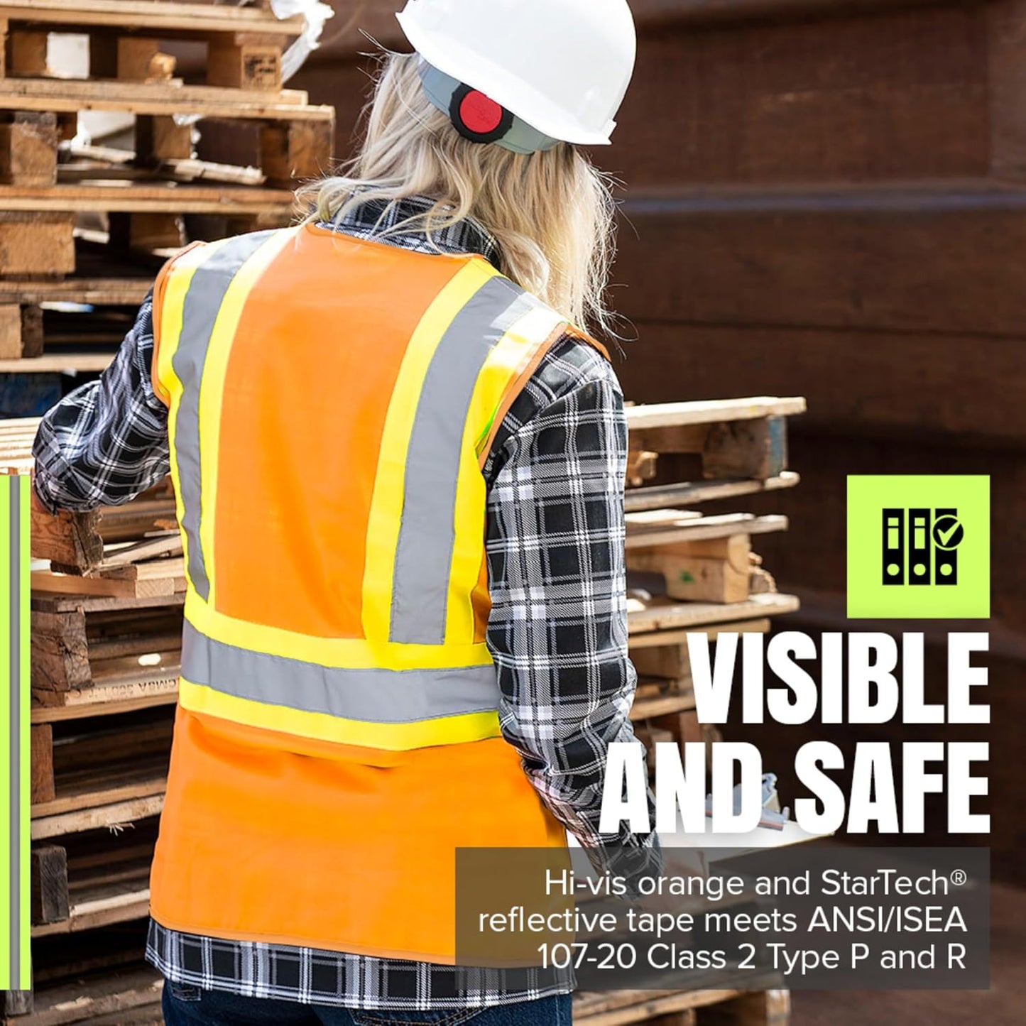Pioneer Safety Vest for Women With Pockets - Hi-Vis Reflective Tape - For Construction